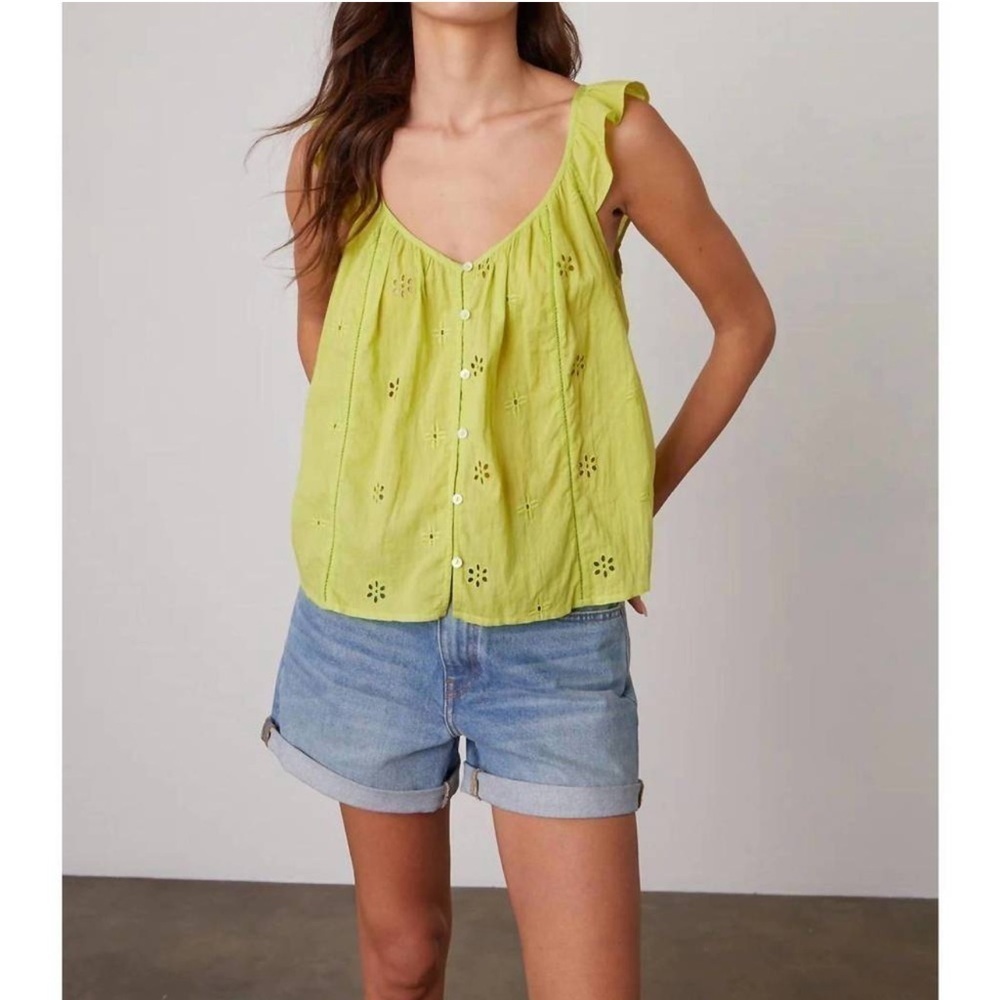 Velvet by Graham & Spencer Coco Eyelet Lime Green Top